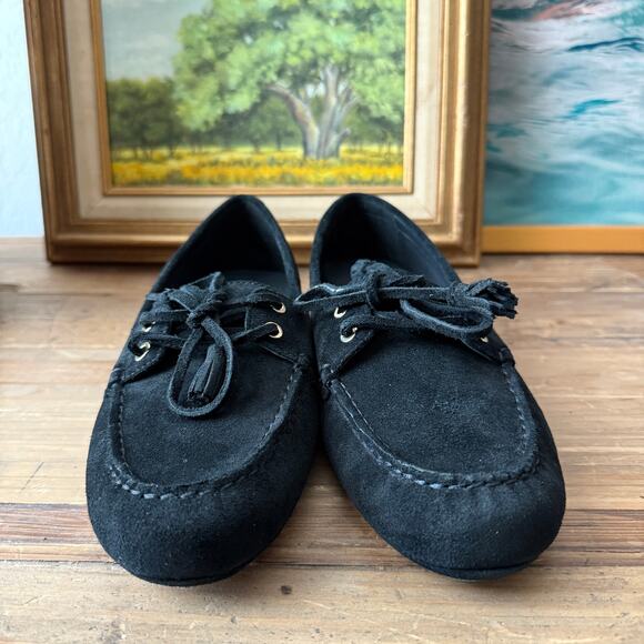 Women's J.Crew Black Suede Driving Moccasin Flat Loafer Shoes Size 9 NEW - Picture 5 of 9